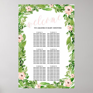 Swan Baby Shower Seating Chart Pink