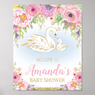 Swan Baby Shower Welcome Sign Poster