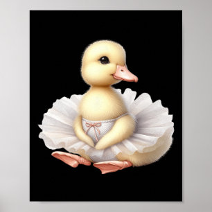 Swan Ballerina Duck Dancing Ballet Watercolor  Poster