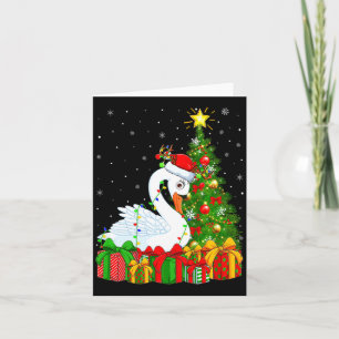 Swan Bird Xmas Holiday Santa Swan Christmas Tree Card