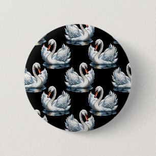 Swan Birds Pattern Design 2 Inch Round Button