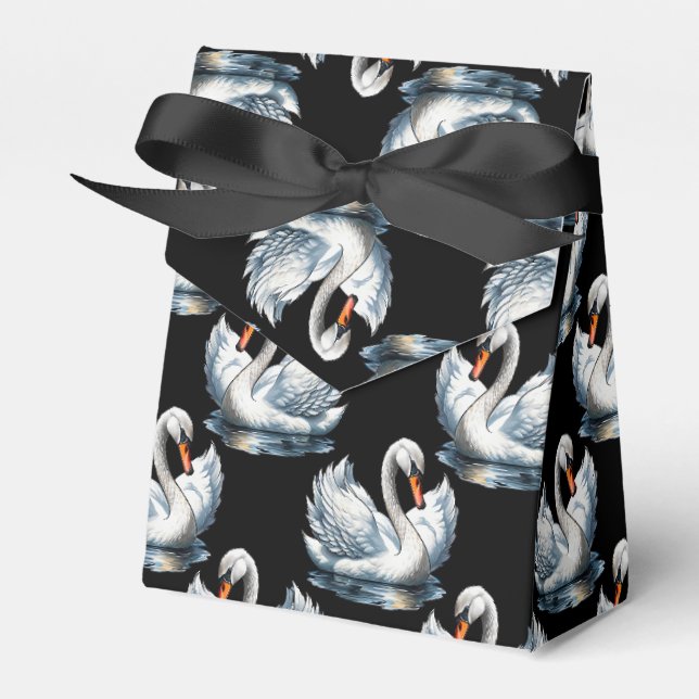 Swan Birds Pattern Design  Favor Box (Front Side)