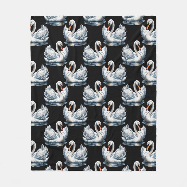Swan Birds Pattern Design  Fleece Blanket (Front)