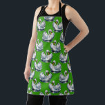 Swan Birds Pattern Design On Green  Apron<br><div class="desc">Swan Water birds animal seamless Repeat Pattern Design on Green Background</div>
