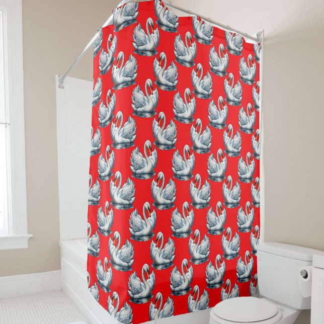 Swan Birds Pattern Design on Red (Creator Uploaded)