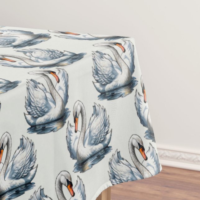 Swan Birds Pattern Design on White  Tablecloth (Creator Uploaded)