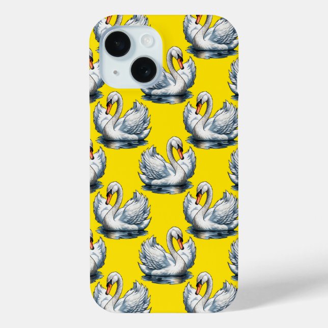 Swan Birds Pattern Design On Yellow  Case-Mate iPhone Case (Back)