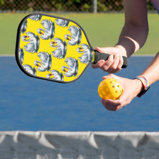 Swan Birds Pattern Design On Yellow  Pickleball Paddle