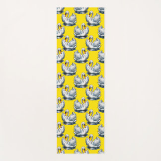 Swan Birds Pattern Design On Yellow  Yoga Mat