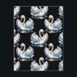 Swan Birds Pattern Design  Postcard<br><div class="desc">Swan Water birds animal seamless Repeat Pattern Design. It a transparent Background so you can change the background away from black if you want in edit product.</div>