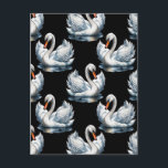 Swan Birds Pattern Design  Postcard<br><div class="desc">Swan Water birds animal seamless Repeat Pattern Design. It a transparent Background so you can change the background away from black if you want in edit product.</div>