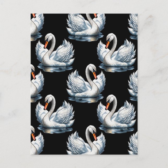 Swan Birds Pattern Design  Postcard (Front)