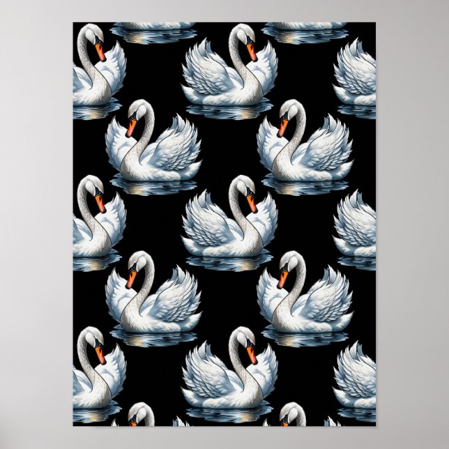 Swan Birds Pattern Design  Poster (Front)