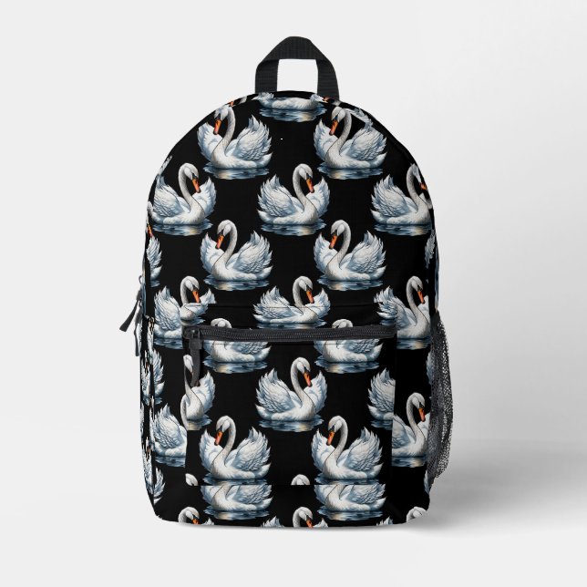 Swan Birds Pattern Design  Printed Backpack (Front)