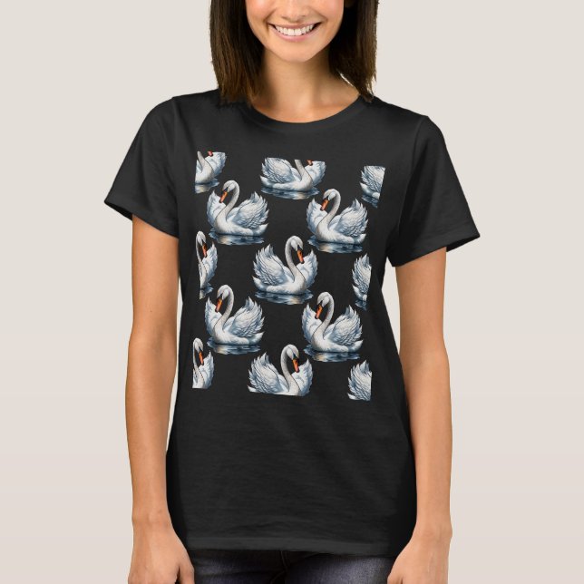 Swan Birds Pattern Design  T-Shirt (Front)