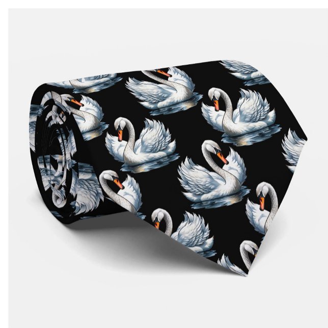 Swan Birds Pattern Design  Tie (Creator Uploaded)