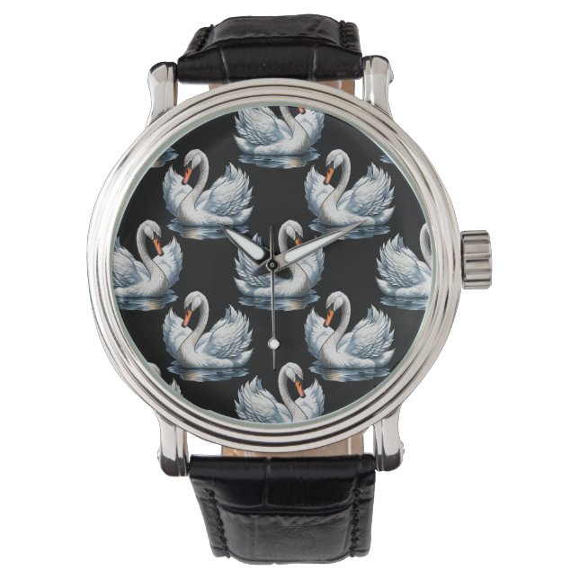 Swan Birds Pattern Design  Watch (Front)