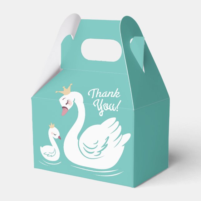 Swan Birthday Party Teal Favor Box (Back Side)