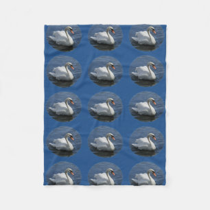 Swan Blue Fleece Blanket