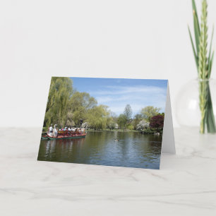 Swan Boat on Water, Boston MA Card
