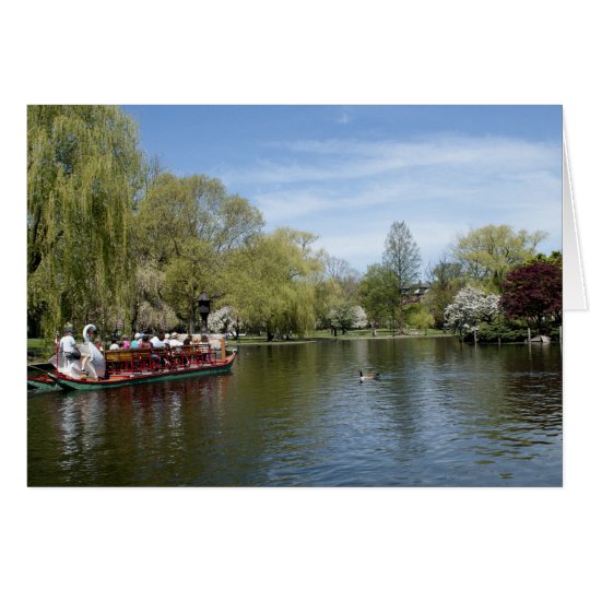 Swan Boat on Water, Boston MA Card