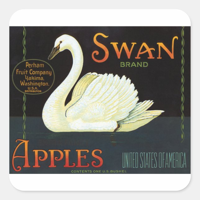 Swan Brand Apples Square Sticker (Front)