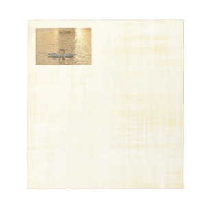 Swan Couple Meeting at Sunset Photograph Notepad