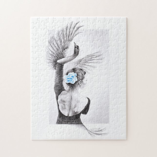 Swan dancing woman ballet Surreal drawing art Jigsaw Puzzle (Vertical)