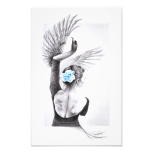 Swan dancing woman ballet Surreal drawing art Photo Print