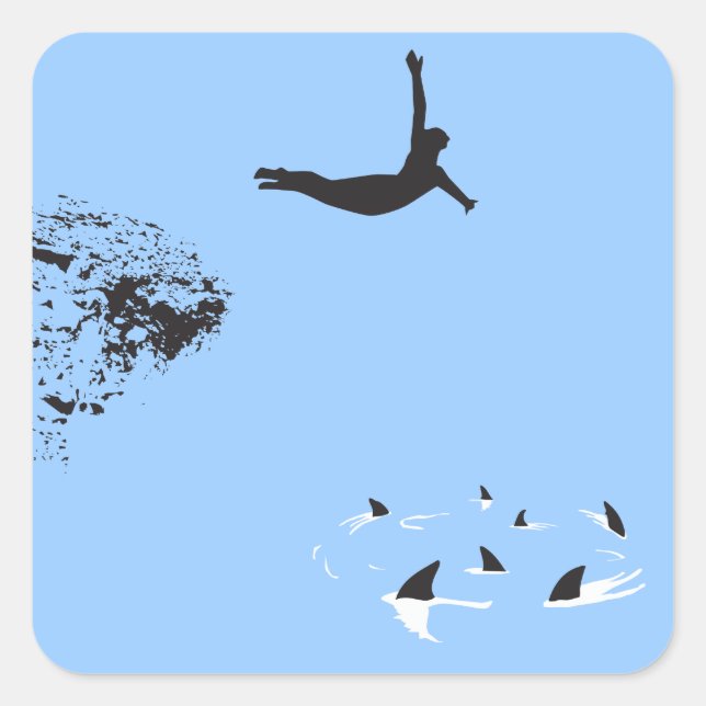 swan dive square sticker (Front)