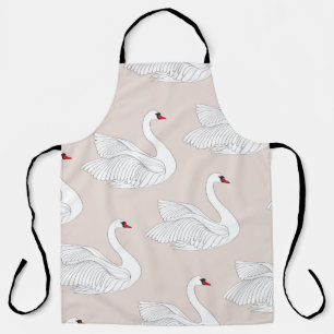 Swan Elegance: Ornamental White Pattern. Apron