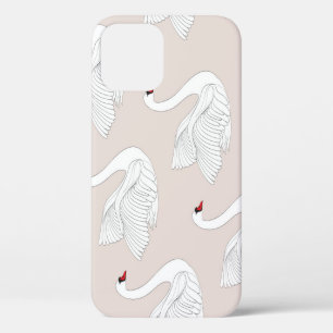 Swan Elegance: Ornamental White Pattern. iPhone 12 Case