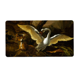 Swan Enraged by Dogs painting by Abraham Hondius