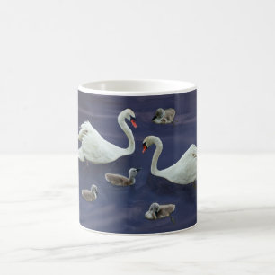 swan family 4 babies coffee mug