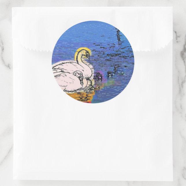 SWAN FAMILY CLASSIC ROUND STICKER (Bag)