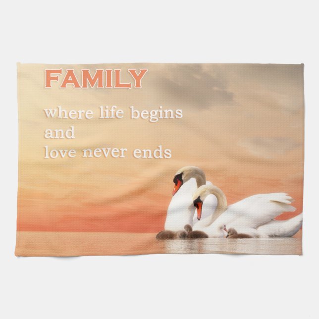 Swan family kitchen towel (Horizontal)