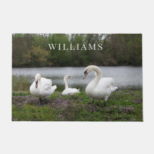 Swan Family Personalized Doormat