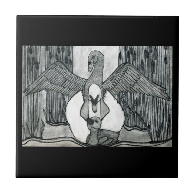 Swan Family Tile (Front)