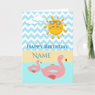 Swan Floats In Water Birthday Card