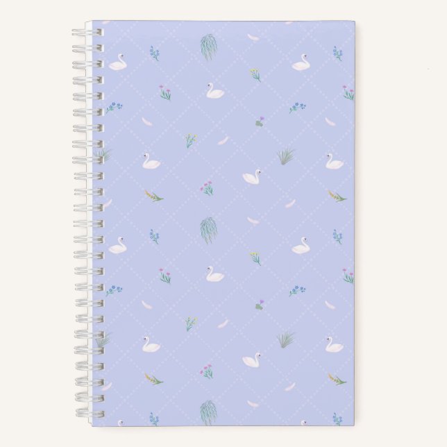 Swan Floral Blue Notebook (Front)