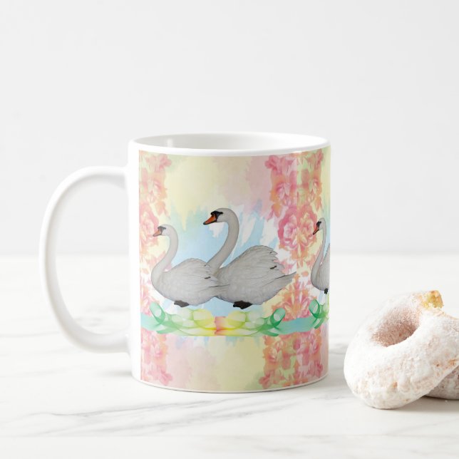 Swan Floral Mug (With Donut)