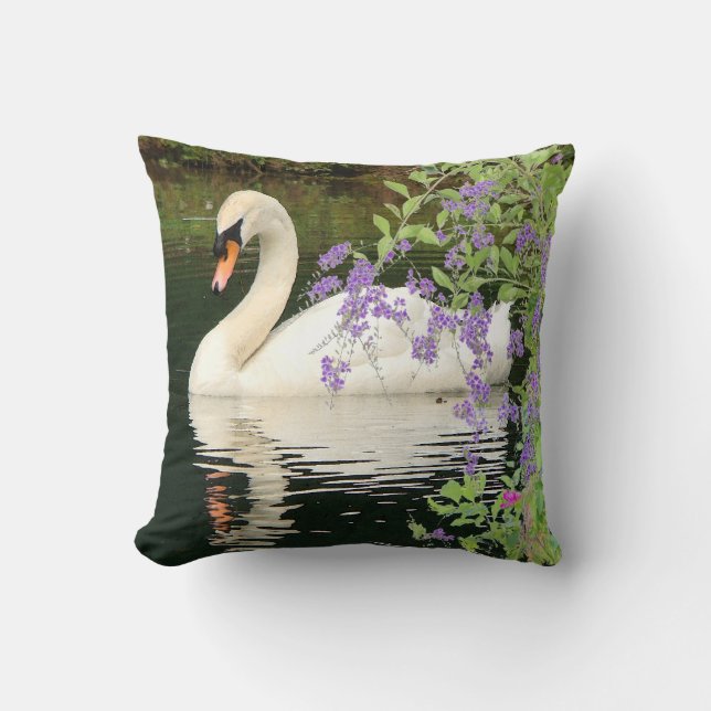 Swan & Flowers Pillow (Front)