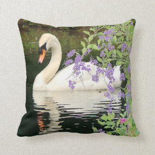Swan & Flowers Pillow