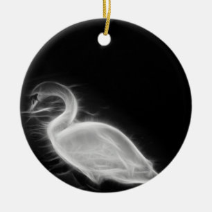 Swan Fractal Ceramic Ornament