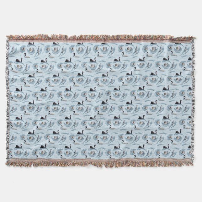 Swan Frenzy Throw Blanket (Pale Blue) (Front)