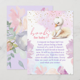 Swan Girl Baby Shower Book Request Enclosure Card