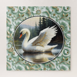 Swan Glides Gracefully on Lake Jigsaw Puzzle