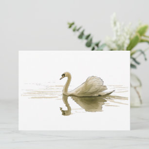 Swan Gliding Over Water Invitation
