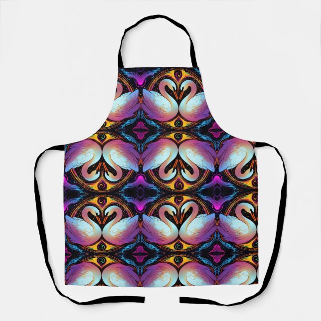 Swan gracefully across a serene pond apron (Front)