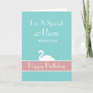 Swan Happy Birthday Card - Blue